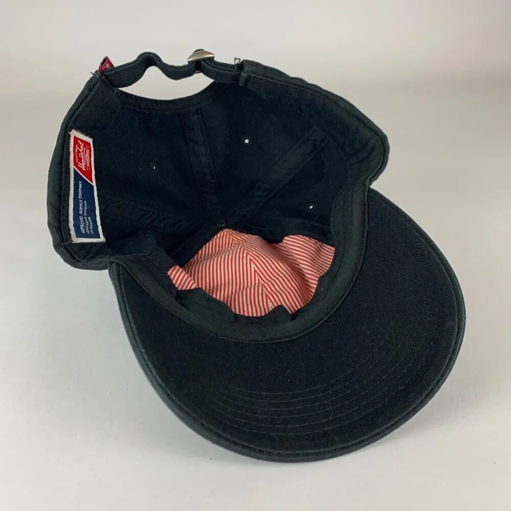 The Herschel Supply Co Unisex Black Relaxed Fit Strapback Adjustable Hat